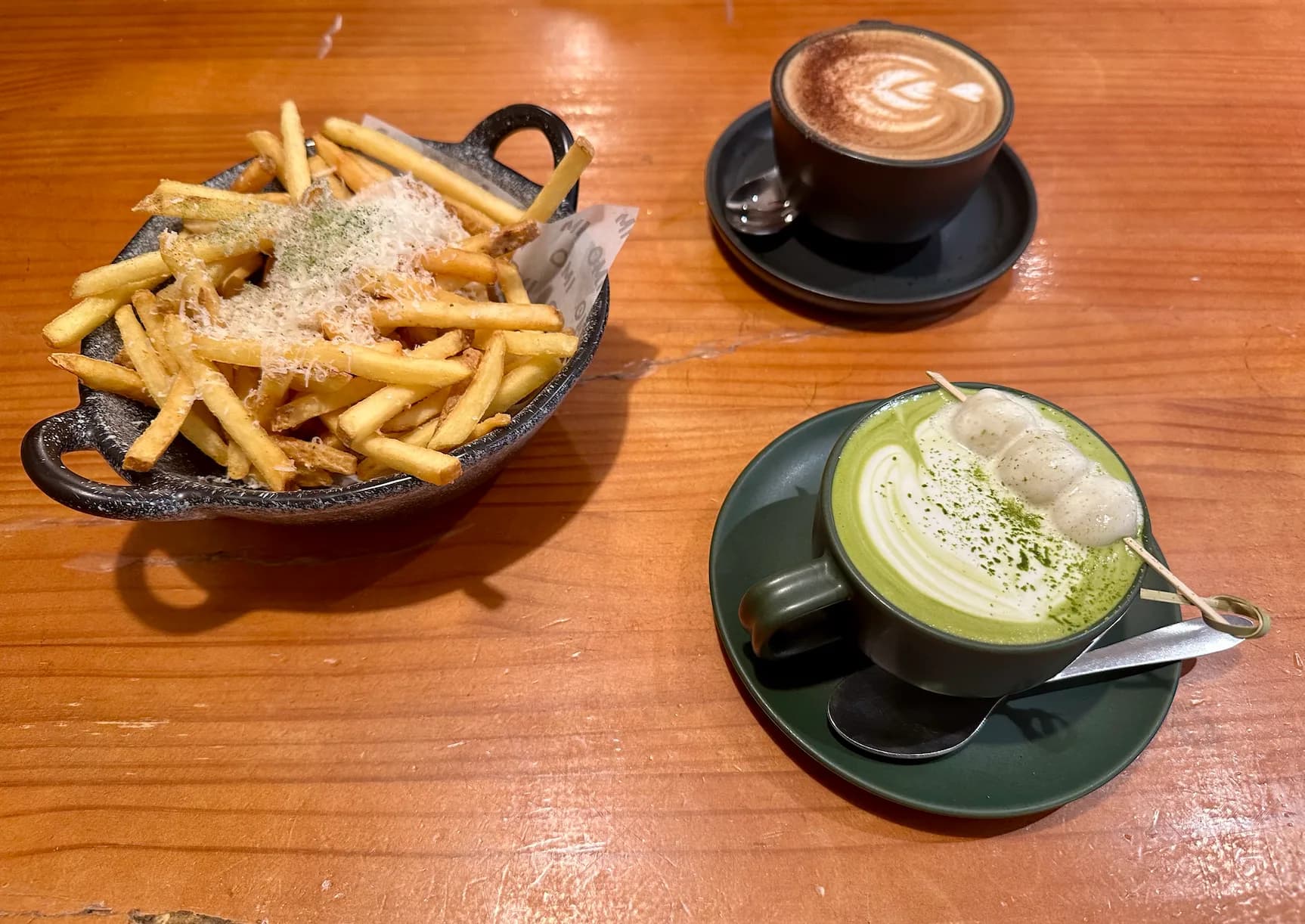 Truffle fries and Matcha at OMI Chatswood