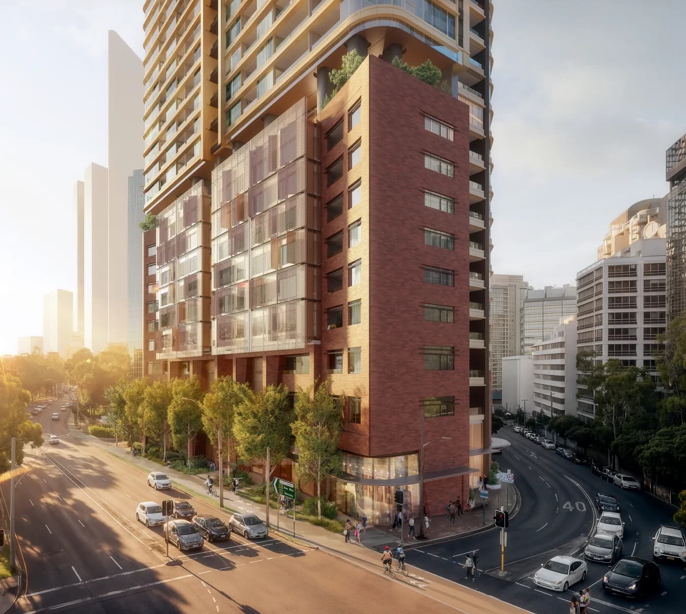 Building render - Pacific Highway / Help Street intersection - fjcstudio