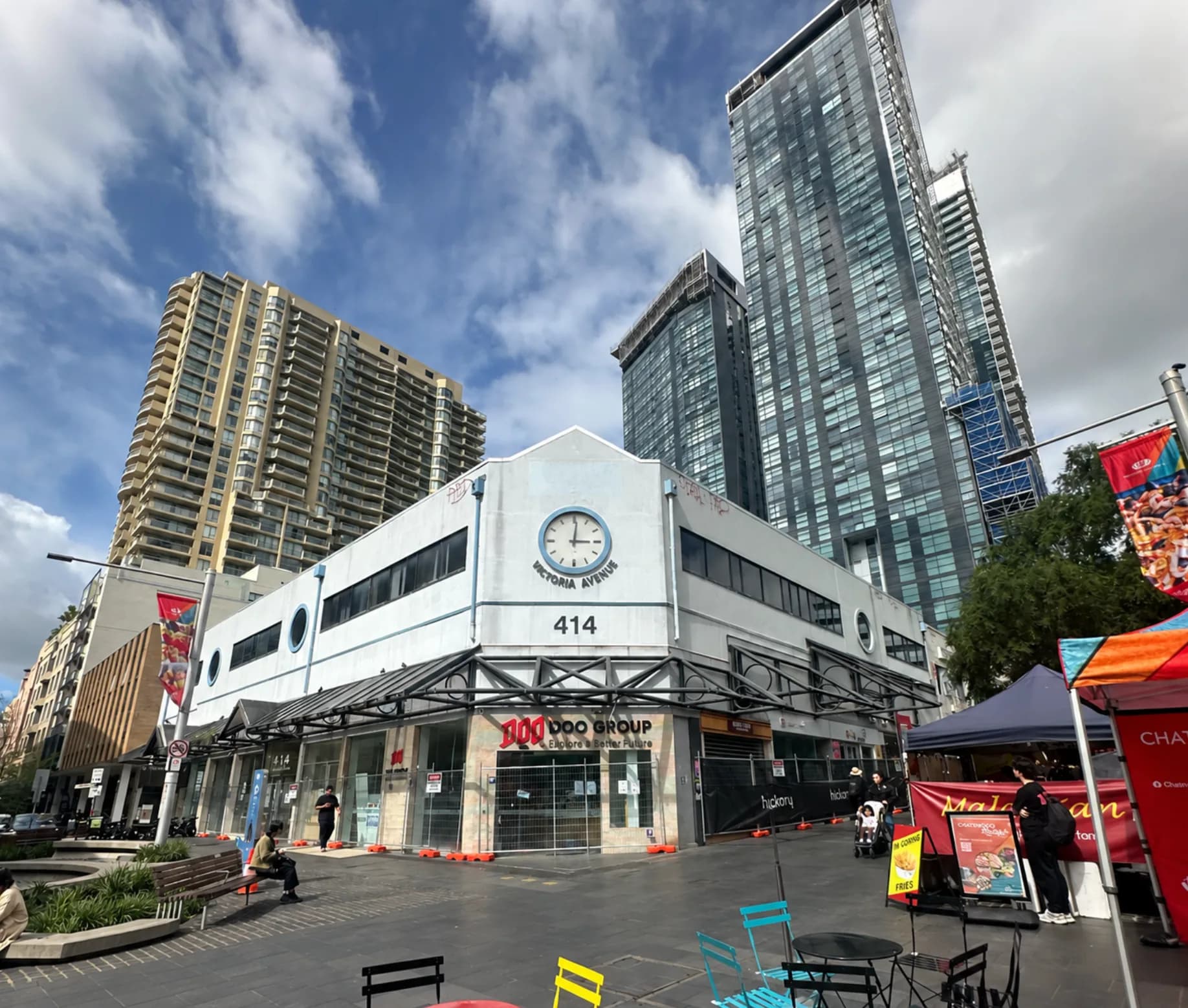 The clock-fronted building at 414 Victoria Avenue, Chatswood.