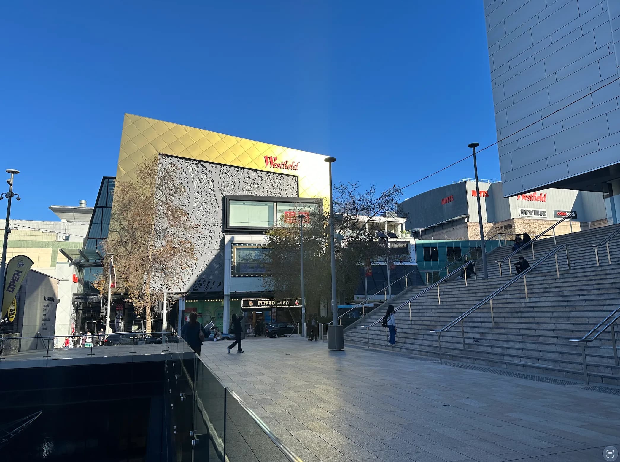 Steps and outdoor screen at The Concourse, opposite Westfield Chatswood