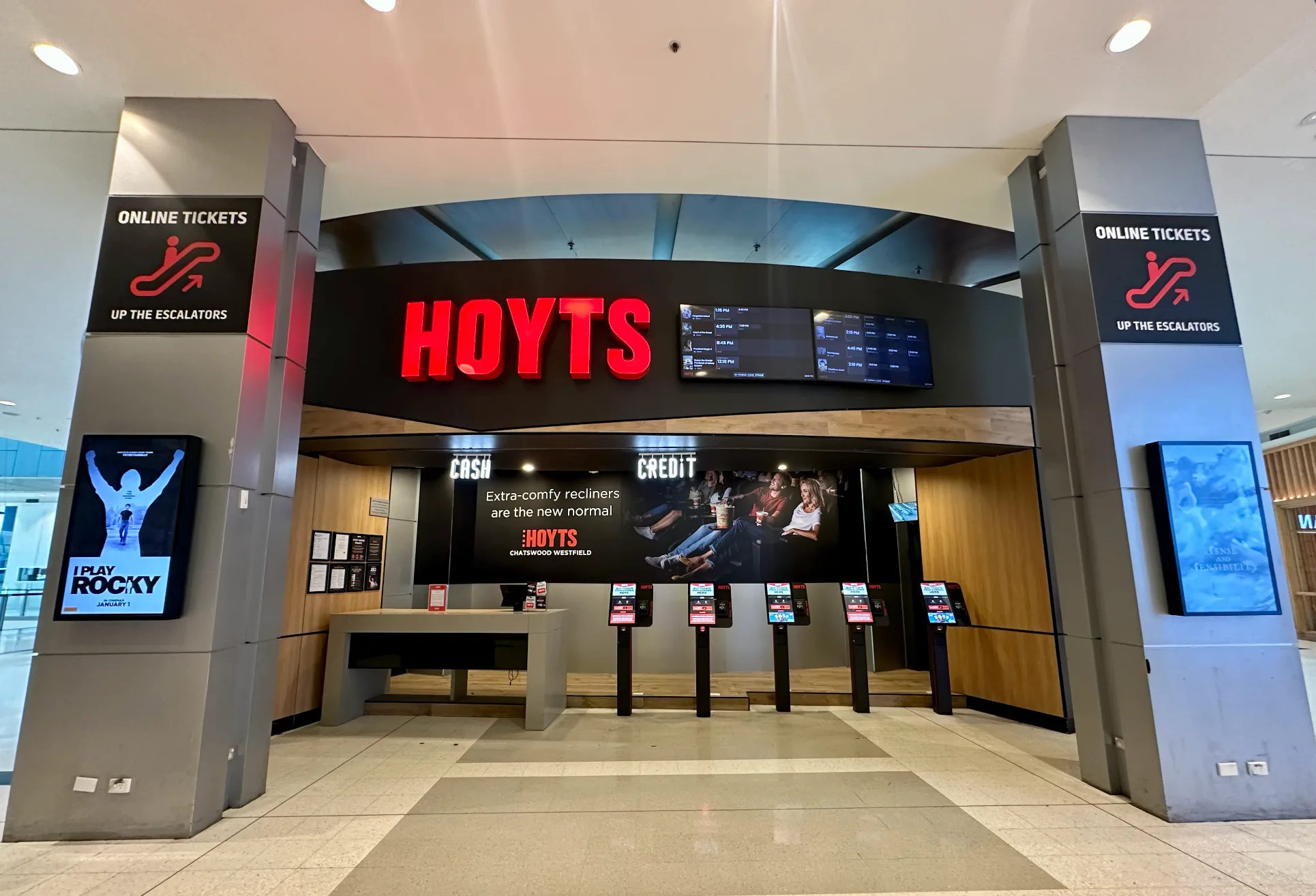 Ticket gates and entrance to HOYTS at Westfield Chatswood